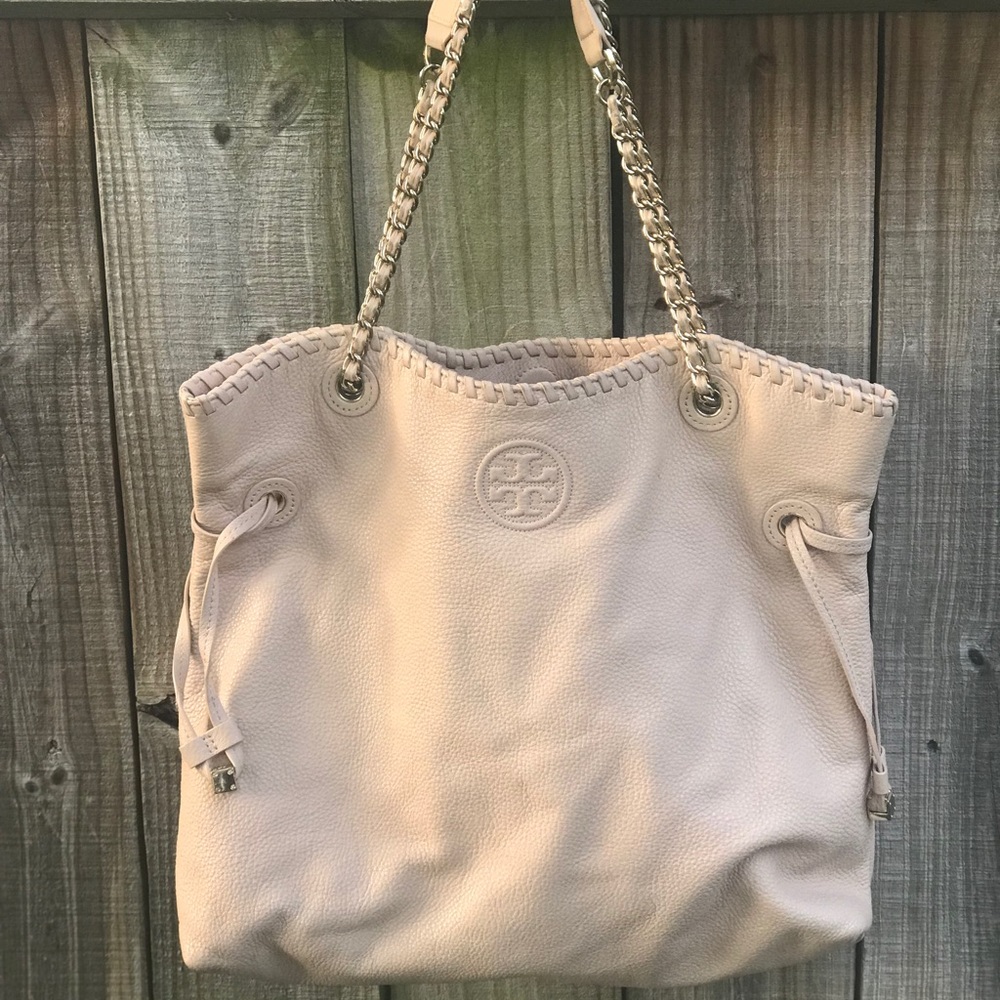 Tory Burch Blush Leather Tote with Chain Handle
